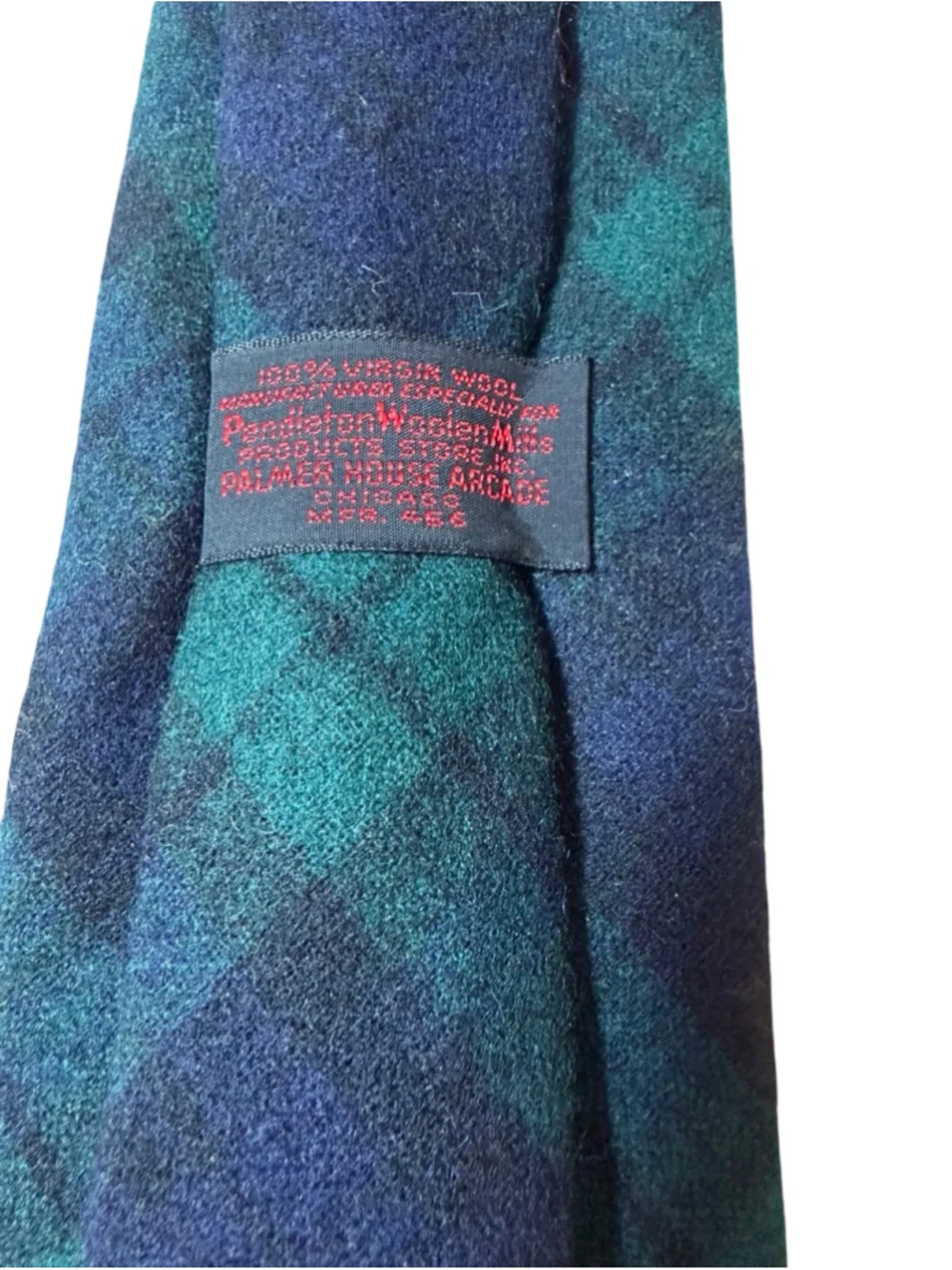 Vintage Pendleton Black Watch Plaid Wool Tie Palmer House Chicago